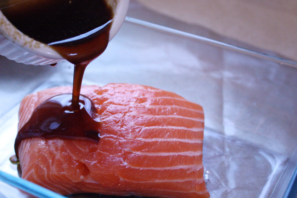 Salmon with dressing
