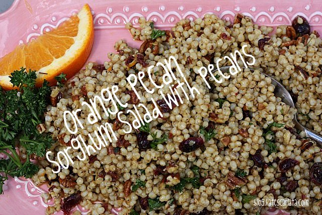 sorghum salad with spoon