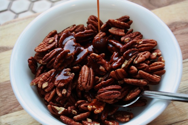 spiced nuts drizzled
