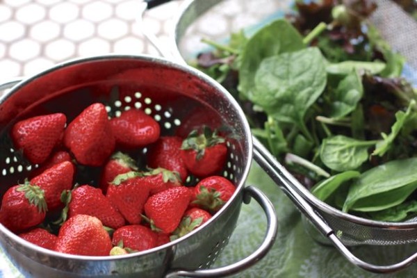 Strawberries and greens