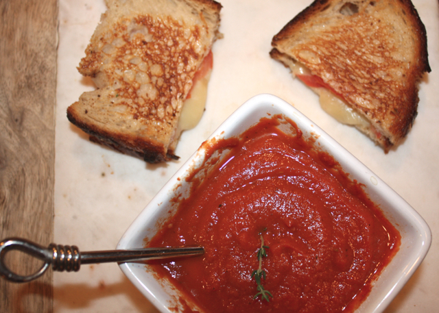 roasted tomato soup and grilled cheese