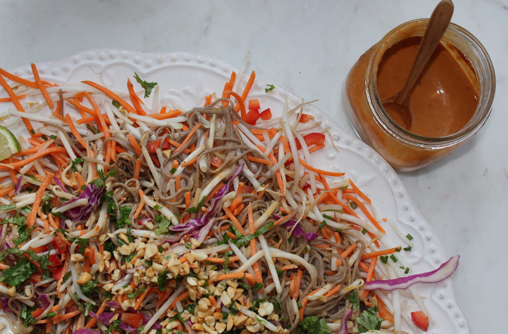 Soba Noodle Salad with Asian Peanut Sauce For A Digestive Peace of