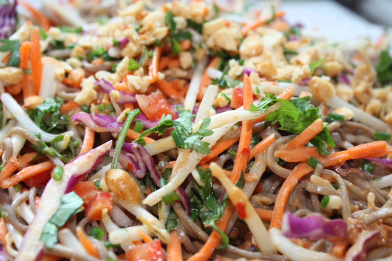 Soba Noodle Salad with Asian Peanut Sauce For A Digestive Peace of
