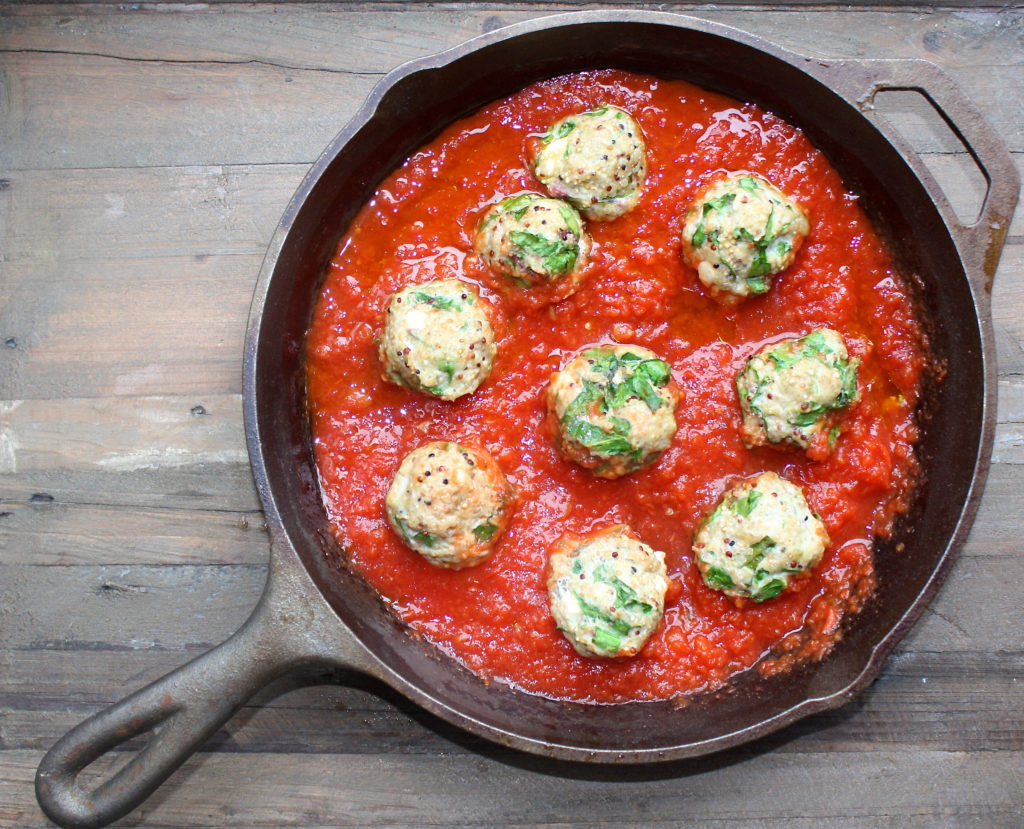 Chicken Meatballs with Feta, Spinach & Quinoa For A Digestive Peace