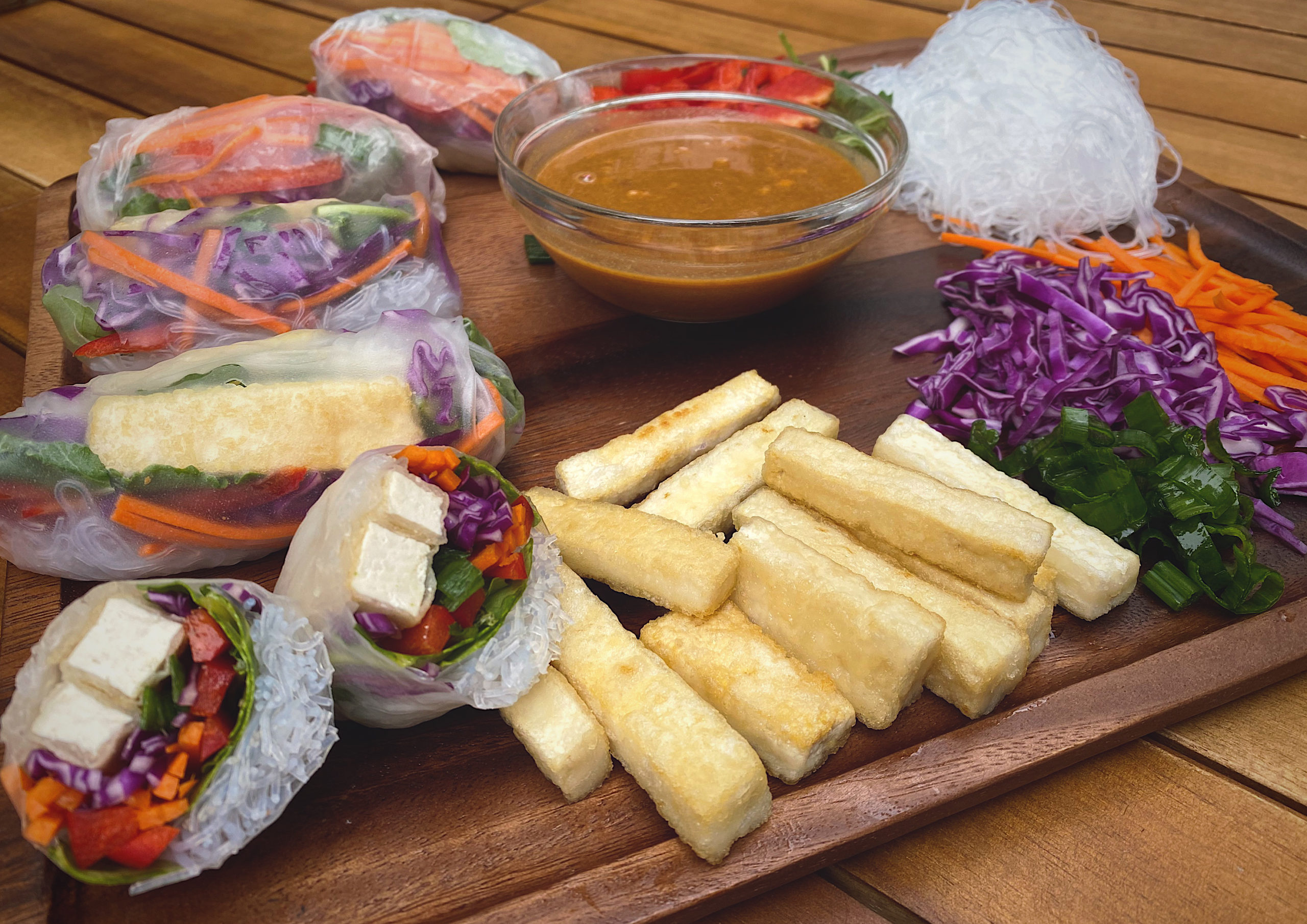 Rice Paper Rolls with Peanut Dipping Sauce - Monash Fodmap